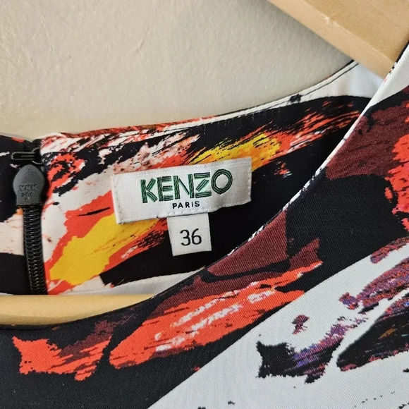 Kenzo Women's Sleeveless Colorful Abstract Boho Artistic Classic Mini Dress 36. - Picture 8 of 11